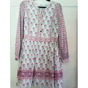 NWOT Haute Hippie Long Sleeve Dress Boho Lined Floral‎ Cotton Rayon Size Small